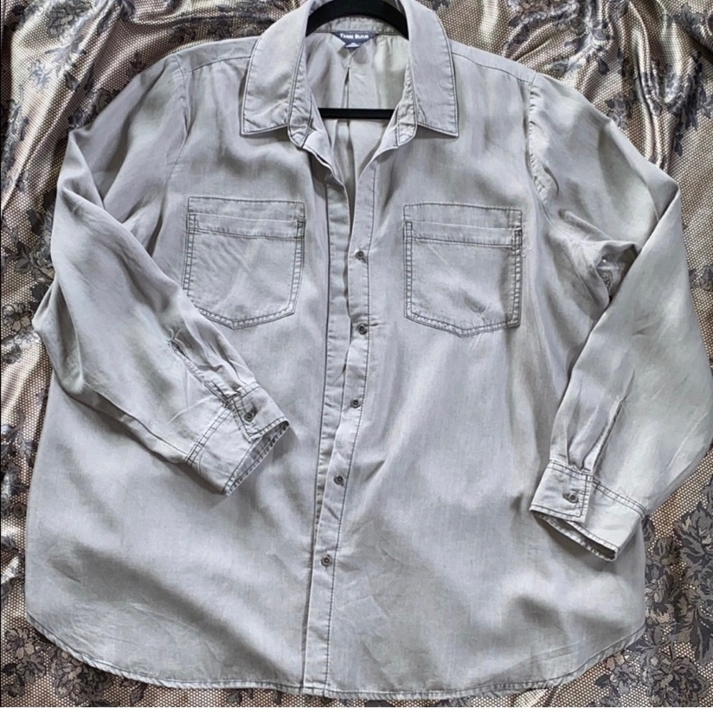 TERRE BLUE. Gray Button down long sleeve shirt- XXL